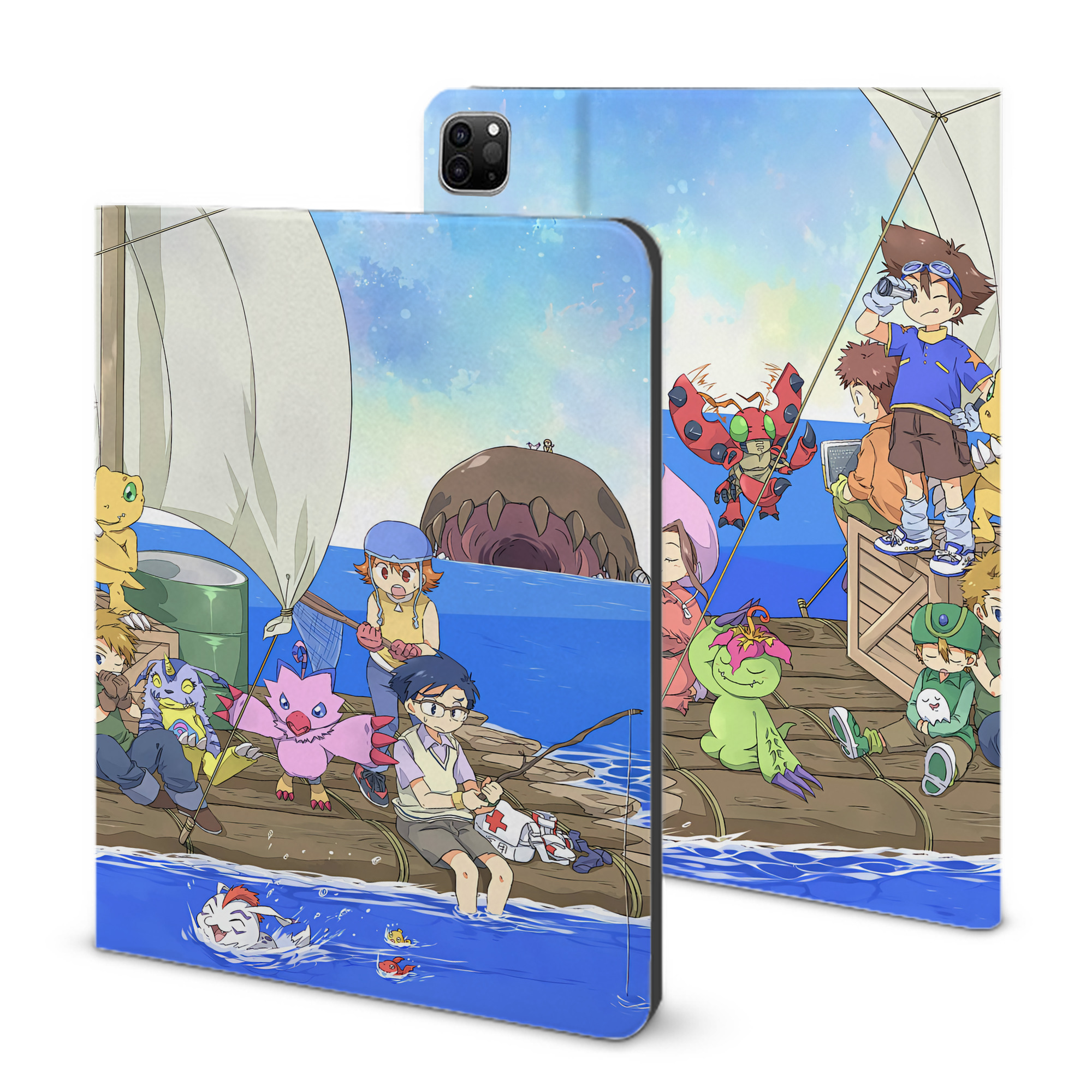 （画像用） Digimon デジタルモンスター/デジモン IPad ケース ブック型 PUレザー TPU 耐衝撃 軽量 薄型 ペン収納なし 全面保護 IPad 各モデル対応